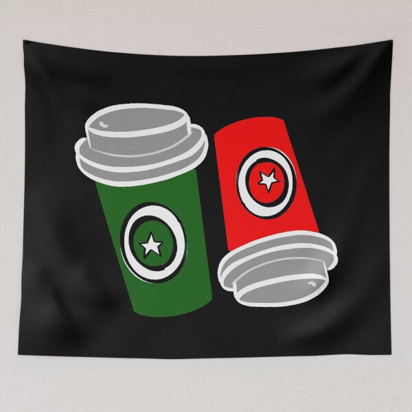 Item preview, GREEN RED COFFEE CUP PATTERN  designed and sold by GIVENGRACE.ART.