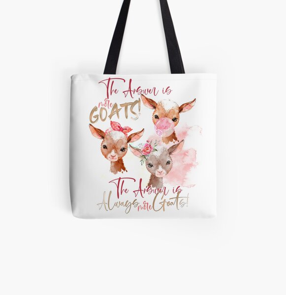 The Answer Is More Goats Watercolor All Over Print Tote Bag