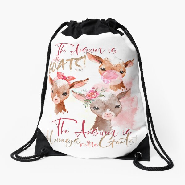 The Answer Is More Goats Watercolor Drawstring Bag
