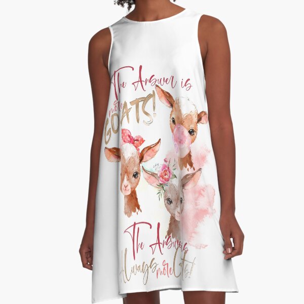 The Answer Is More Goats Watercolor A-Line Dress