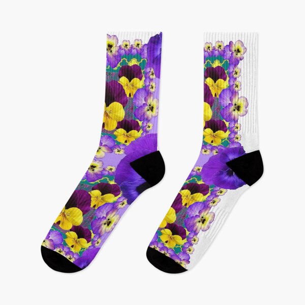 Item preview,   PURPLE-YELLOW VIOLAS & PANSIES WHITE ART designed and sold by sharlesart.
