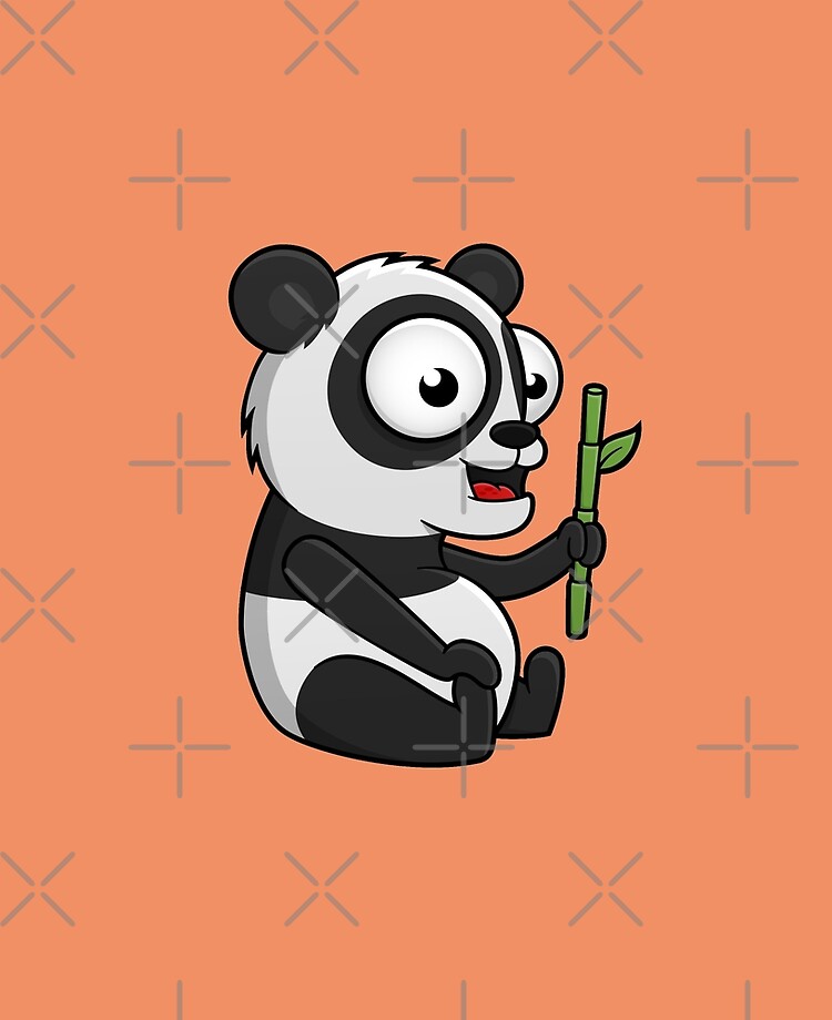Cute Panda Cartoon Character Eating Bamboo Cute Panda Cartoon Character Eating Bamboo