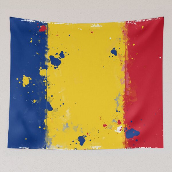 Item preview, Romania Grunge Flag designed and sold by HomeLivingCo.