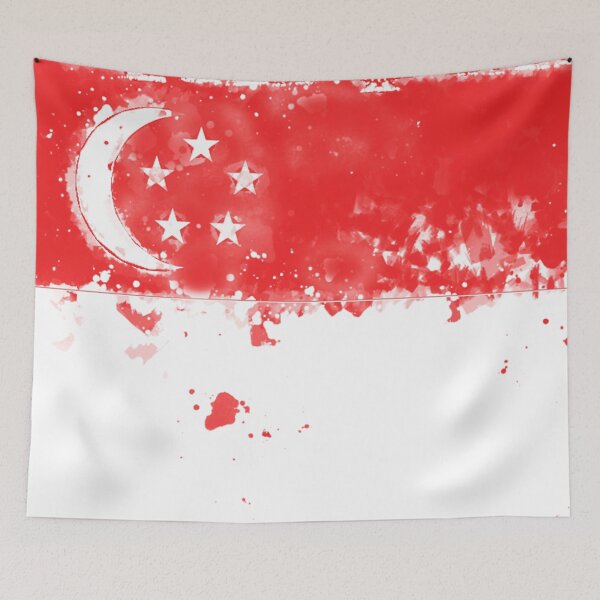 Item preview, Singapore Grunge Flag designed and sold by HomeLivingCo.