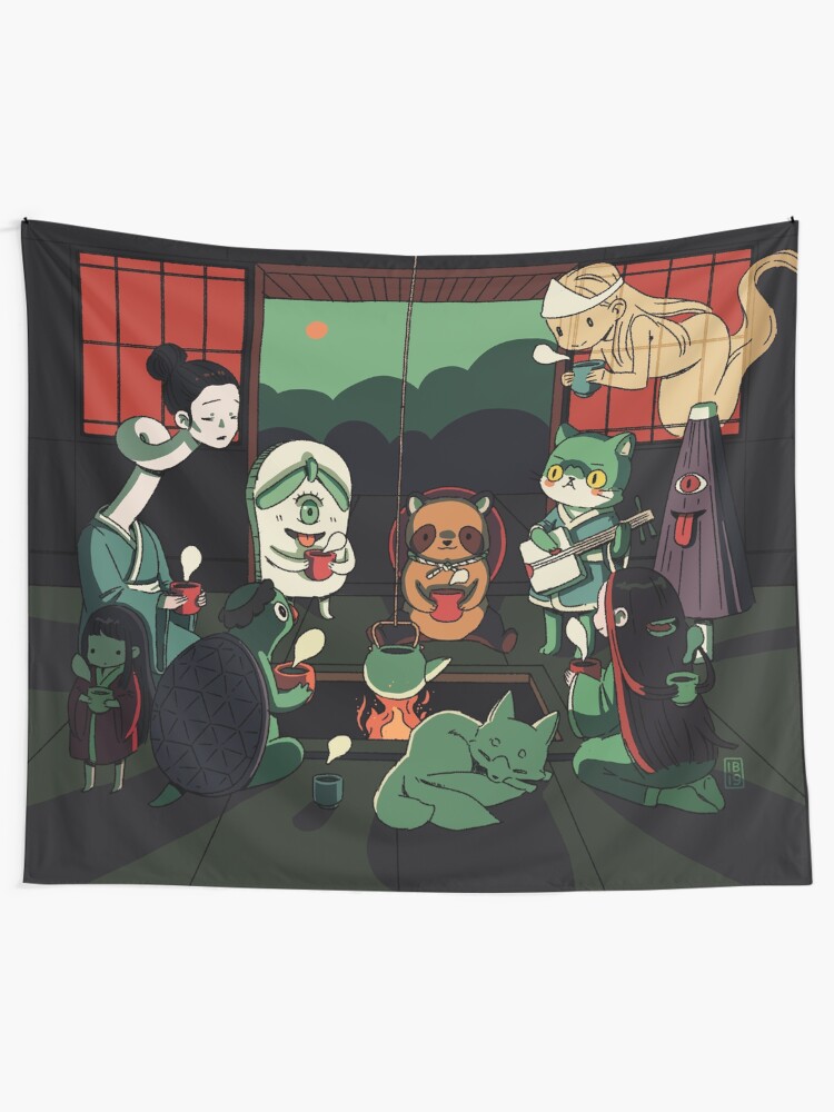Alternate view of Yokai Tea Party Tapestry
