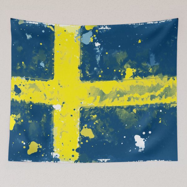 Item preview, Sweden Grunge Flag designed and sold by HomeLivingCo.