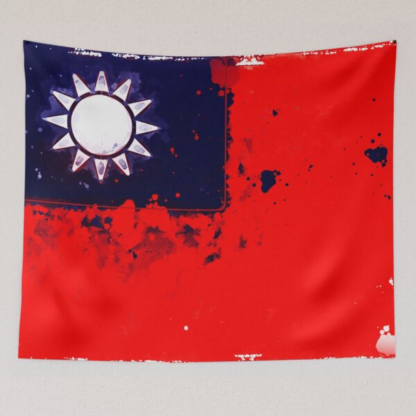 Item preview, Taiwan Grunge Flag designed and sold by HomeLivingCo.