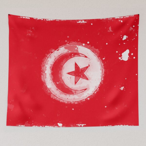 Item preview, Tunisia Grunge Flag designed and sold by HomeLivingCo.