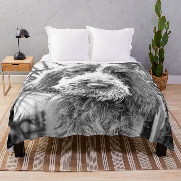 Sitting puppy Spinone Throw Blanket