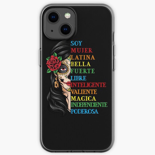 Soy Mujer Latina Chingona Red Rose in Hair Inspirational Quote Mujer Latina, Mexican women, Mexican pride iPhone Soft Case