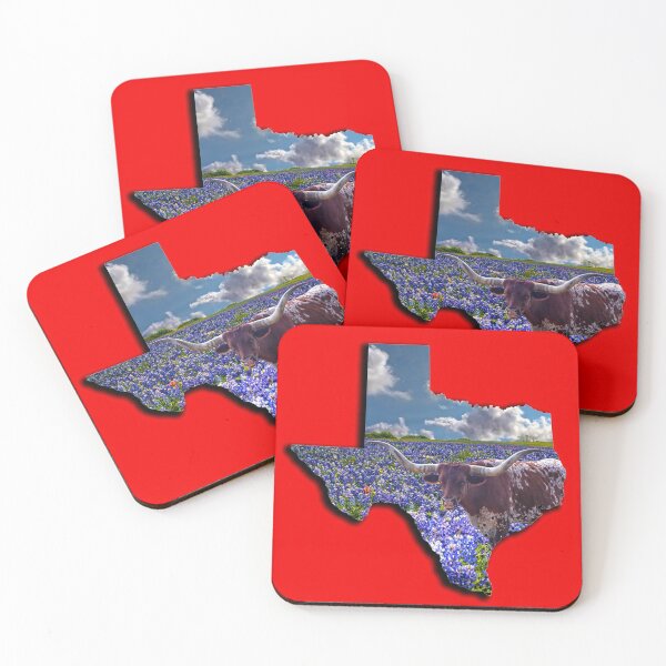 Item preview, Lone Star Pride - State of Texas Shape a Longhorn in a Field of Bluebonnets designed and sold by Warren Paul Harris.