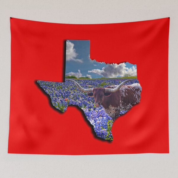 Item preview, Lone Star Pride - State of Texas Shape a Longhorn in a Field of Bluebonnets designed and sold by Warren Paul Harris.