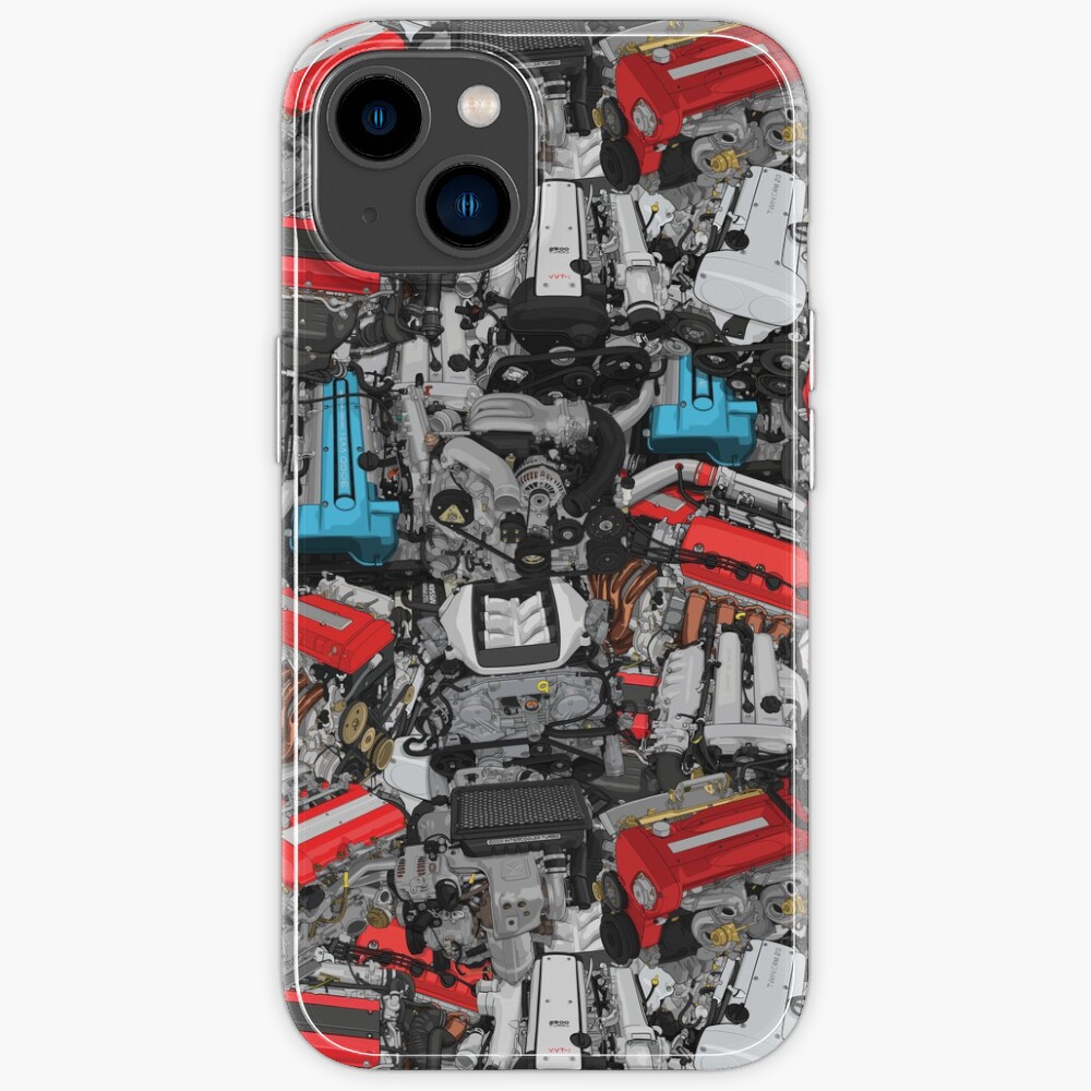 "JDM Engines Pattern / Stickerbomb" iPhone Case for Sale by ArtyMotive