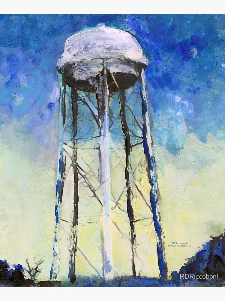 Water Tower Tank - The Blue Monster at Night by RDRiccoboni