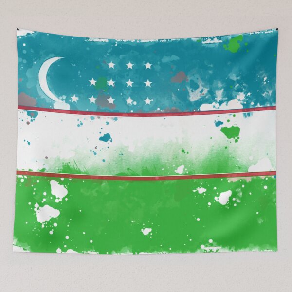 Item preview, Uzbekistan Grunge Flag designed and sold by HomeLivingCo.