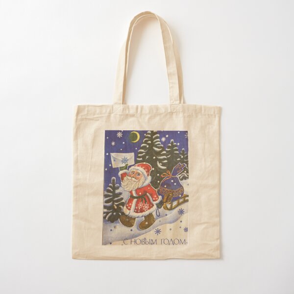 Santa Claus, Painting, Cartoon, christmas, winter, decoration, art, celebration, design, pattern, illustration, painting, snowman, snow, old, color image, old-fashioned, retro style, cards, tradition Cotton Tote Bag