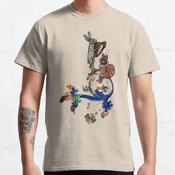 WEIRD MITTELALTERLICHER BESTIARY MUSIC Harp Playing Hare And Snail Cat Classic T-Shirt