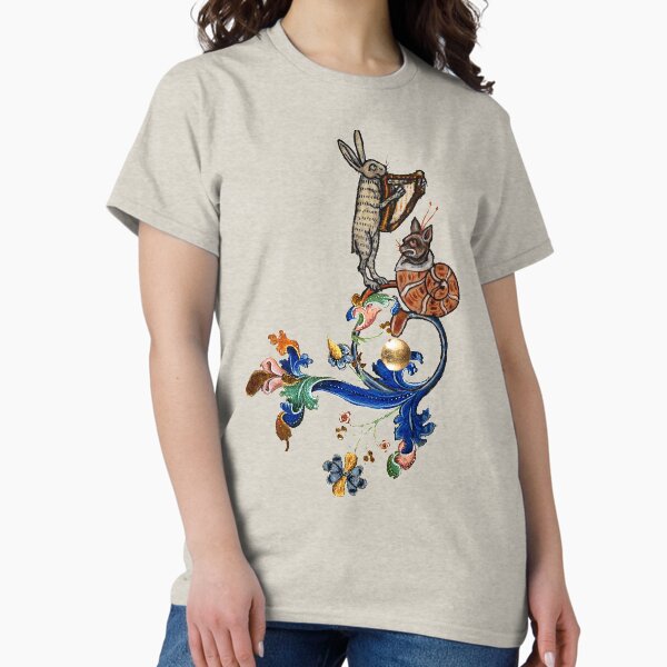 Item preview, WEIRD MEDIEVAL BESTIARY MAKING MUSIC Harp Playing Hare And Snail Cat by Bulgan Lumini designed and sold by BulganLumini.