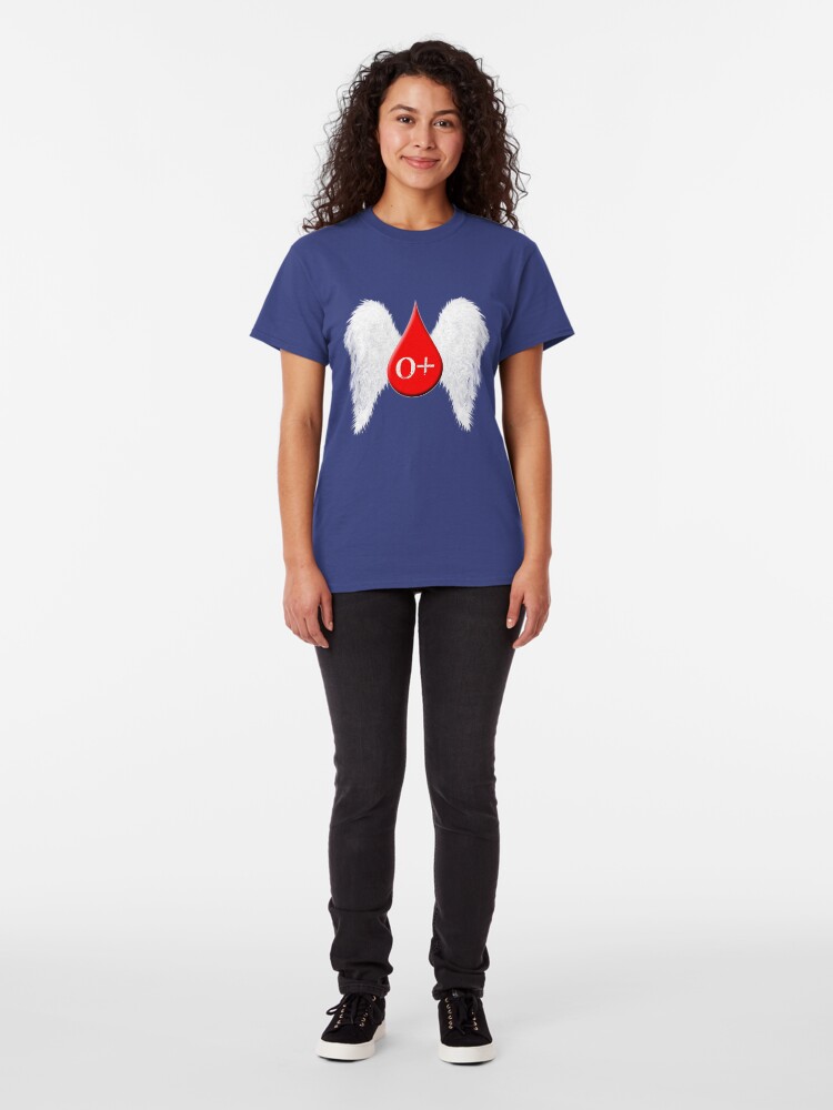 Alternate view of Blood Type O Positive - Angel Wings Classic T-Shirt
