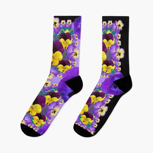 Item preview,    PURPLE-YELLOW VIOLAS & PANSIES BLACK BORDER ART designed and sold by sharlesart.