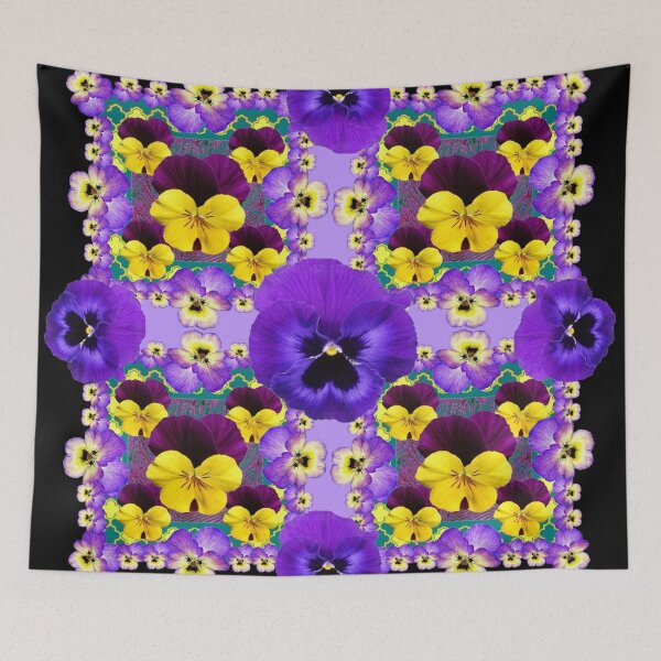 Item preview,    PURPLE-YELLOW VIOLAS & PANSIES BLACK BORDER ART designed and sold by sharlesart.