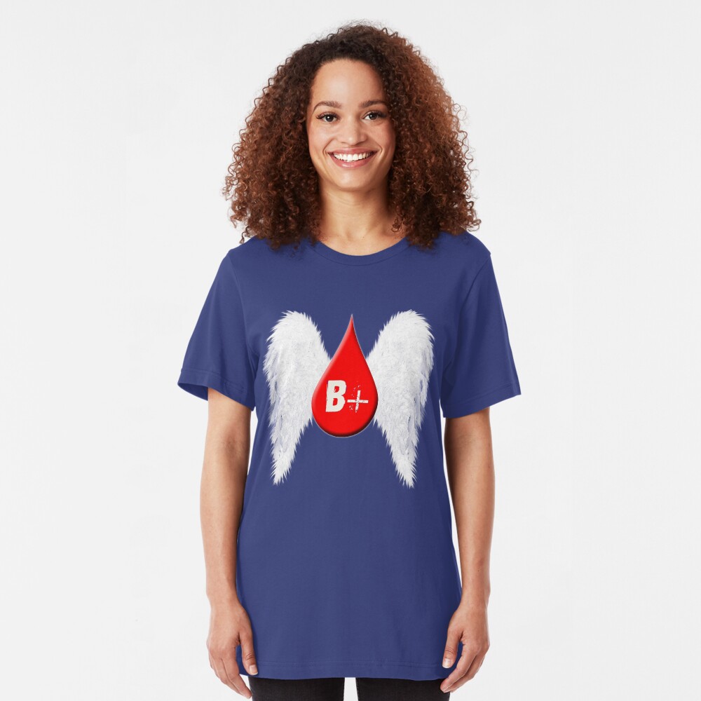 Blood Type B Positive - Angel Wings Slim Fit T-Shirt