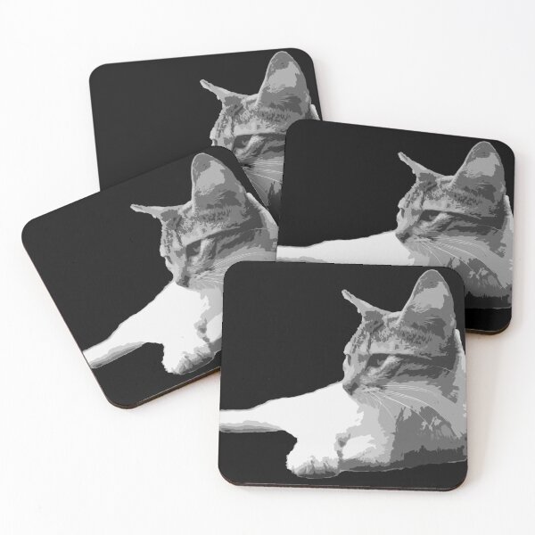 Item preview, Cute little cat black and white drawing designed and sold by ricobarinas.