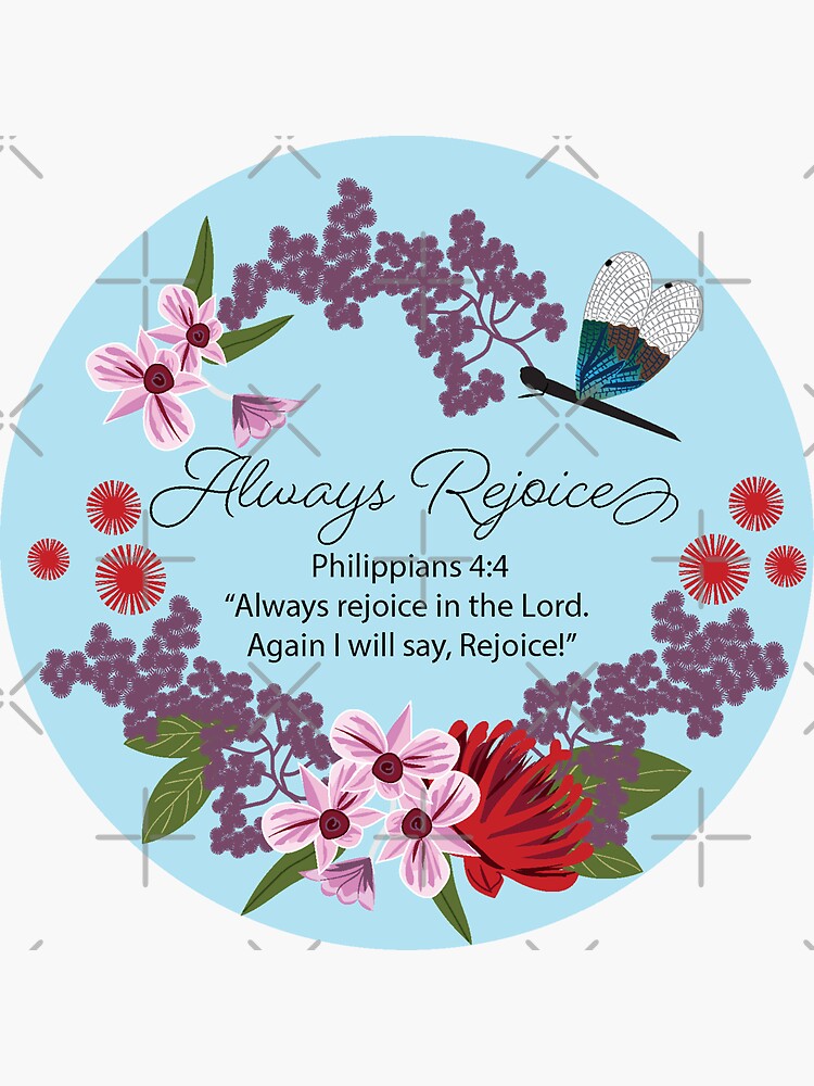 Dragonfly Blue Floral Always Rejoice by CreativeContour