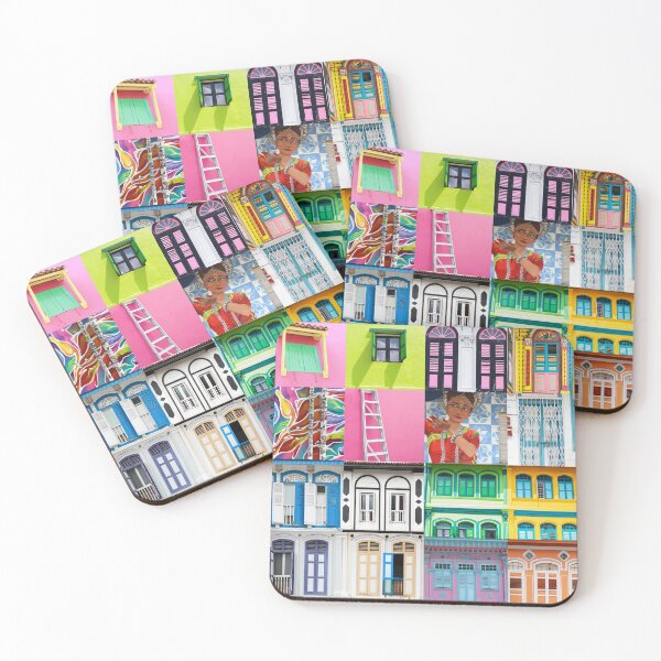 Singapore Shophouses Coasters (Set of 4)