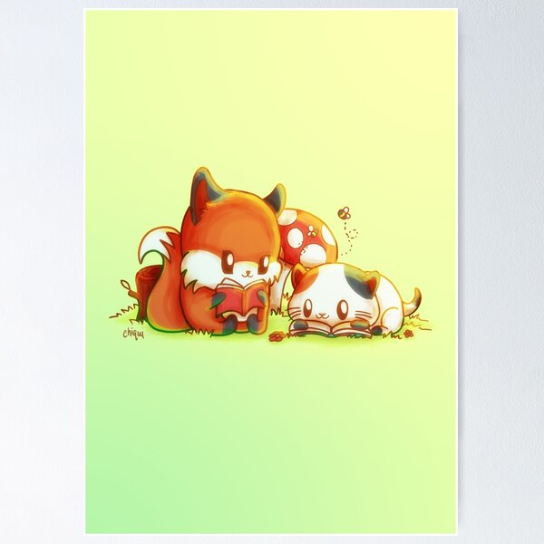 Item preview, Bookish Fox and Cat Friends designed and sold by YA Lit Reads.