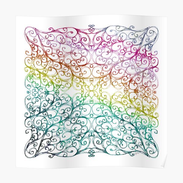 Drawing Day Inky Spirals V2 (Rainbow) Poster