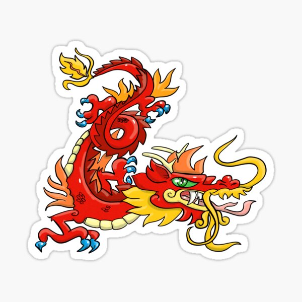 Magnificent Red Asian Dragon Sticker