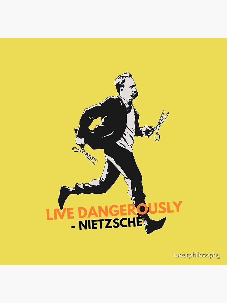 Tote Bag Courir Avec Des Ciseaux Friedrich Nietzsche Une Conception Originale Et Des Illustrations De Philosophyshirts Com Vivez Dangereusement Avec Ce Jeu Humoristique Sur La Celebre Citation De Nietzsche Par