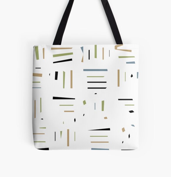 Line Pattern All Over Print Tote Bag
