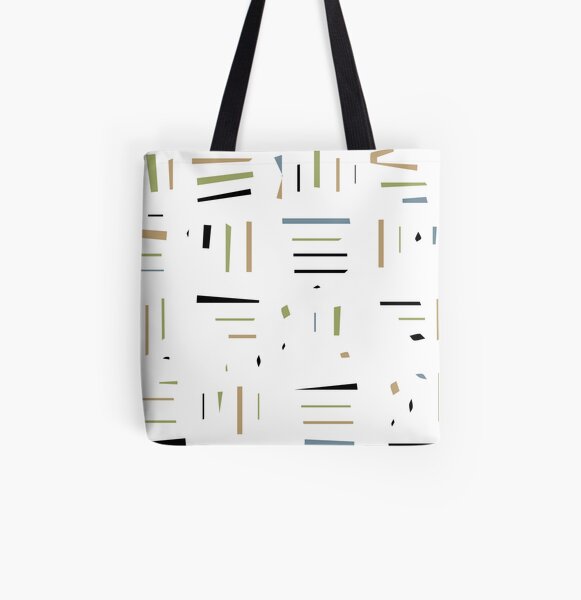 Line Pattern All Over Print Tote Bag
