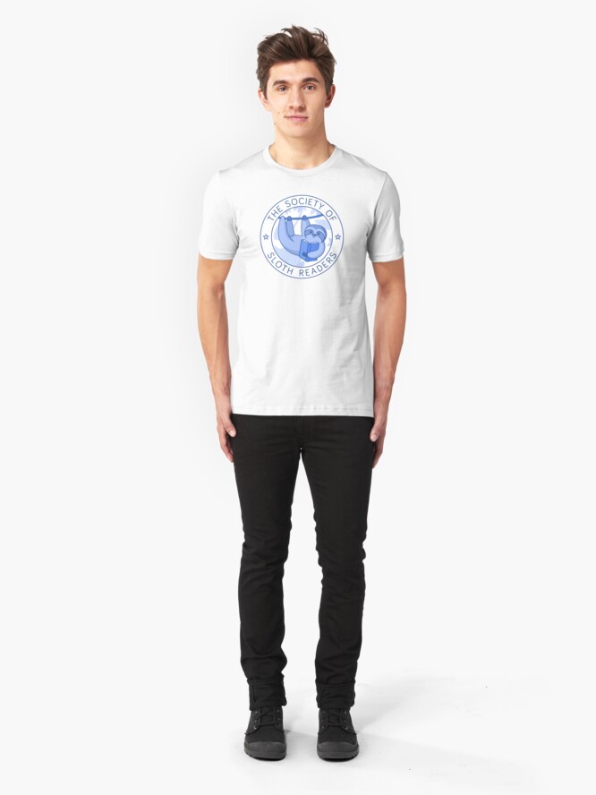 Alternate view of Society of Sloth Readers Slim Fit T-Shirt