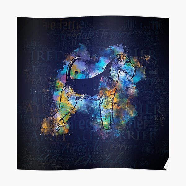 Airedale Terrier Word Art watercolor Poster