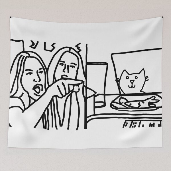 Item preview, Woman Yelling at Cat Meme Line Drawing designed and sold by ellenhenry.