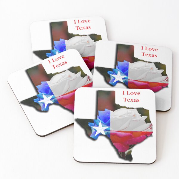Item preview, I Love Texas - Lone Star Pride - State of Texas Shape with Texas Flag Rose designed and sold by Warren Paul Harris.