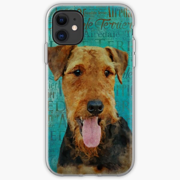 Airedale Terrier Portrait on Word Art iPhone Soft Case