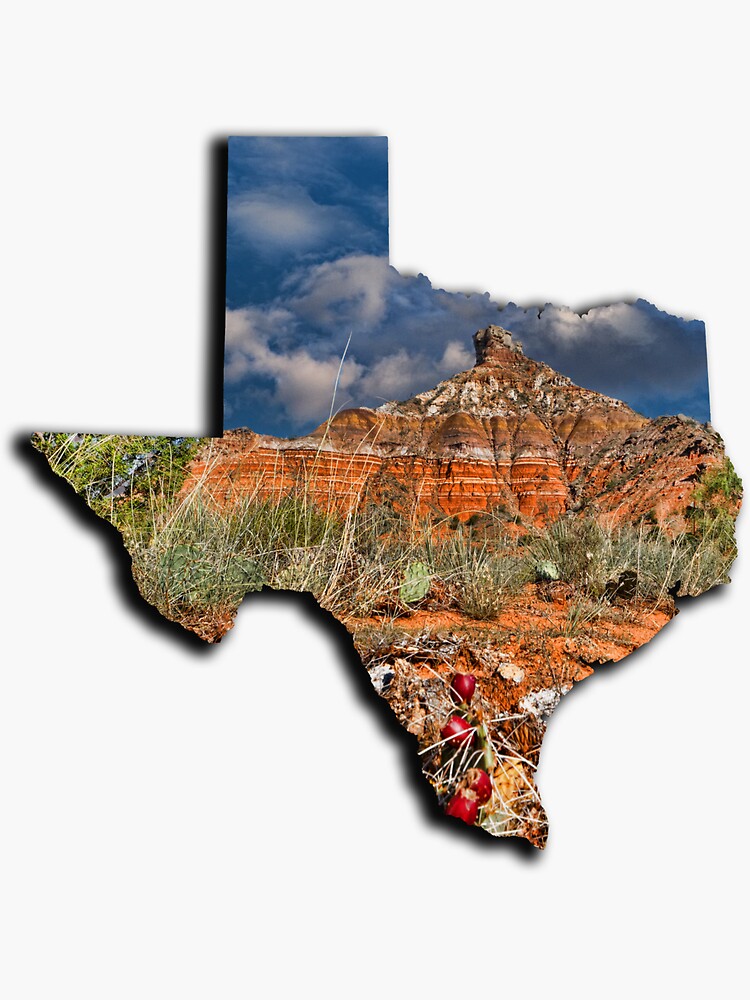 Thumbnail 3 of 3, Sticker, Lone Star Pride - State of Texas Shape - Palo Duro Canyon designed and sold by Warren Paul Harris.