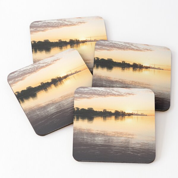 Item preview, Glossy Morning Mood - Silky Ripplets and Reflections with Toronto Skyline designed and sold by Georgia Mizuleva.