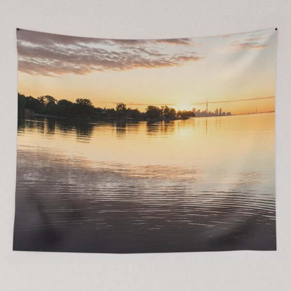 Item preview, Glossy Morning Mood - Silky Ripplets and Reflections with Toronto Skyline designed and sold by Georgia Mizuleva.