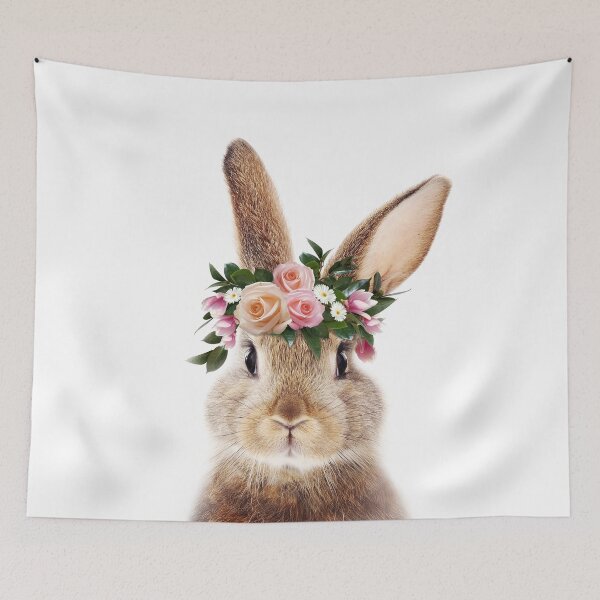 Item preview,  Baby Rabbit With Flower Crown, Baby Animals Art Print by Synplus designed and sold by synplus.