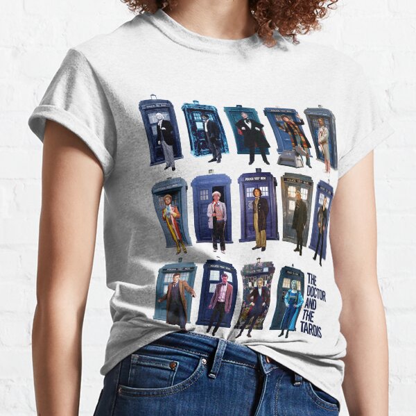 DOCTOR WHO and the TARDIS Fourteen Doctors POP ART Classic T-Shirt