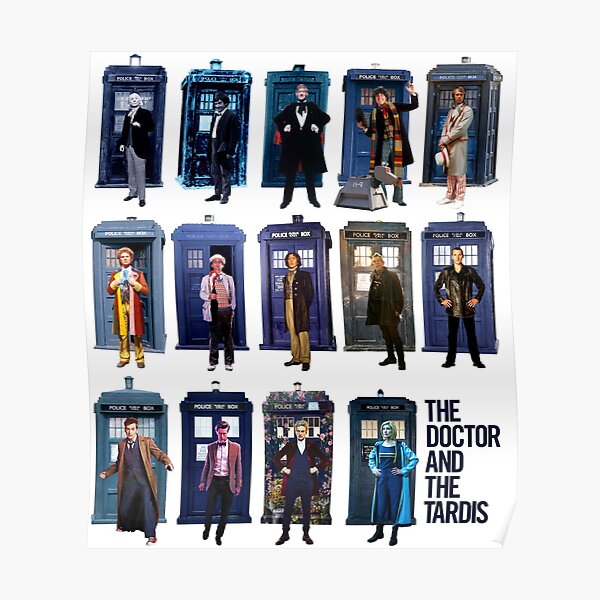 DOCTOR WHO and the TARDIS Fourteen Doctors POP ART Poster