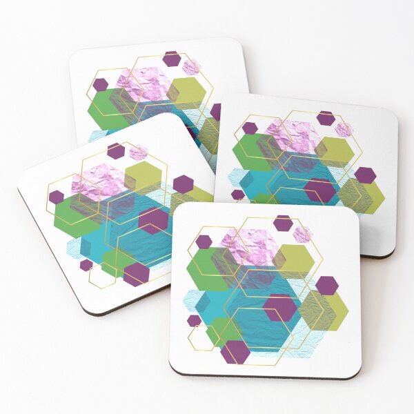 Item preview, Green blue purple and gold hexagons designed and sold by Lilith-Designs.