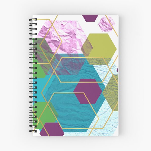 Aperçu de l'œuvre Hexagones vert bleu violet et or créée et vendue par Lilith-Designs.