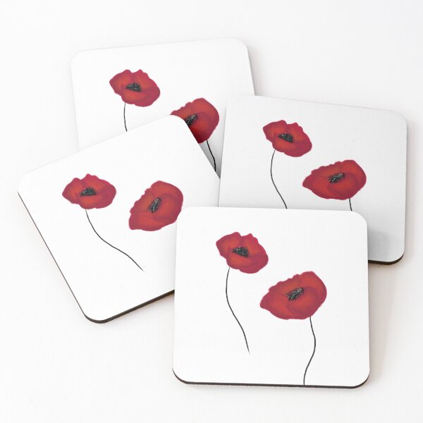 Item preview, Bright red poppy florals designed and sold by Rekha Salin.