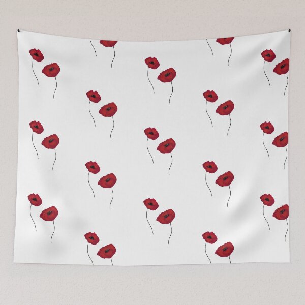 Item preview, Bright red poppy florals designed and sold by Rekha Salin.